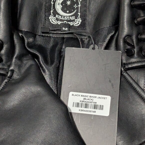 Killstar Black Magic Faux Leather Spiked Biker Jacket Medium - Picture 8 of 9